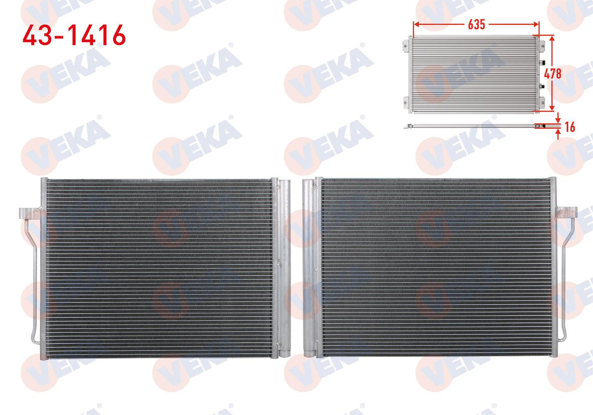 Veka 43-1416 A/C Condenser BMW 5 Series (F10) 523 i 2010 — Condensers & Evaporators