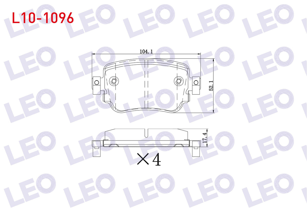 LEO L10-1096 Brake Pad Rear with Wear Indicator Volkswagen Caddy IV 1.6 TDI 2015-/ Seat N (5F) 1.8 TSI 2012-/ 2. — Brake Pads