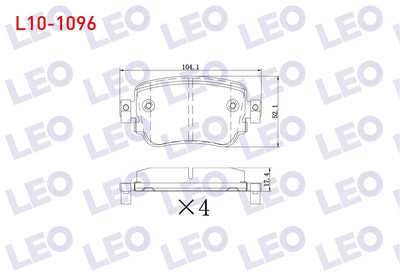 LEO L10-1096 Brake Pad Rear with Wear Indicator Volkswagen Caddy IV 1.6 TDI 2015-/ Seat N (5F) 1.8 TSI 2012-/ 2. — Brake Pads