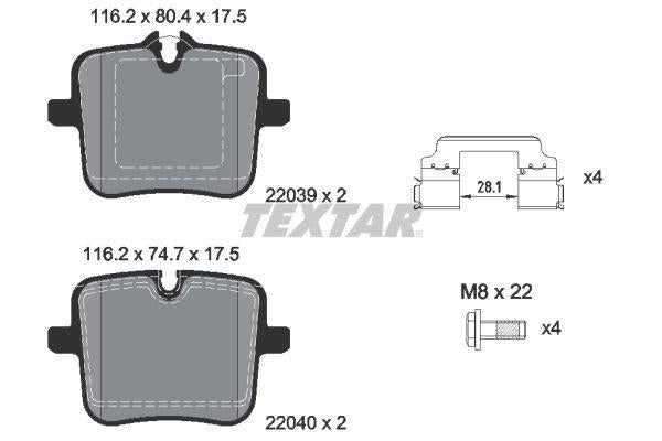 Textar 2203901 Brake Pad Rear F90-M5-F91-M8 17