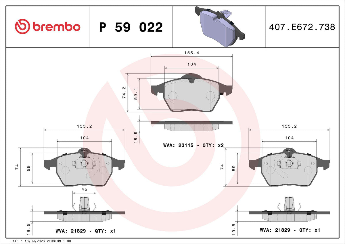 Brembo P59022 Brake Pad Front Low-Met Chevrolet — Brake Pads