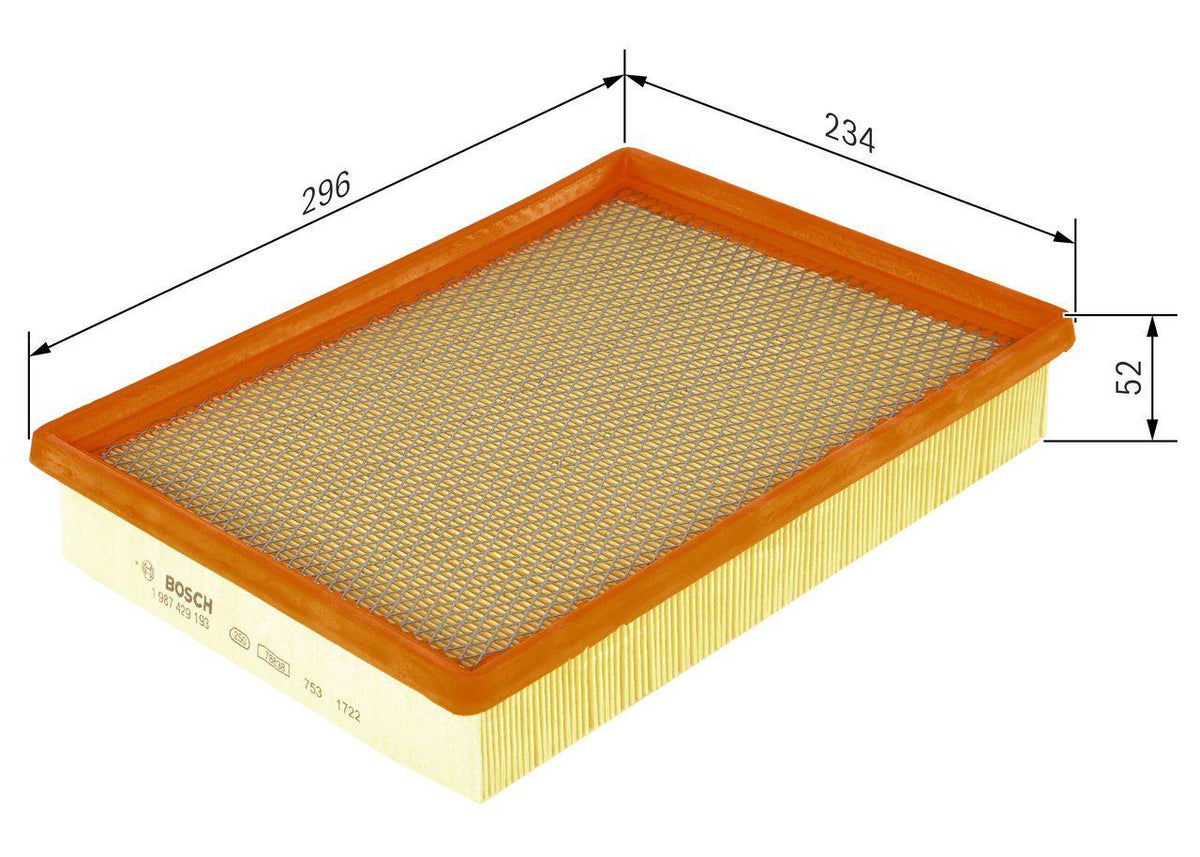 Bosch 1987429193 8.2 Air Filter Opel Vectra C 2.8 V6 / Saab 97-00 — Air & Cabin Filters