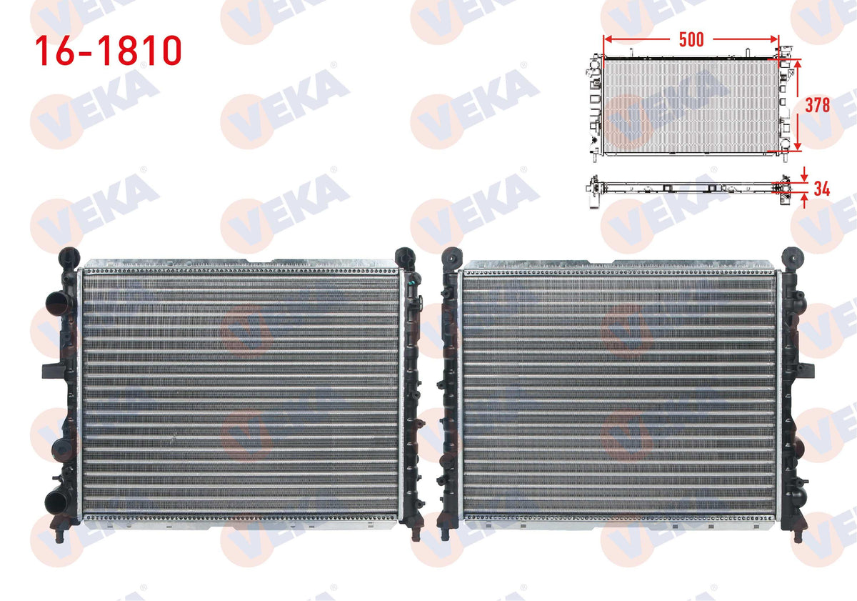 Veka 16-1810 Water Radiator Mechanical Fiat Tempra 1.6 i.E. Ac + /-M-T 1992-1999 — Radiators & Fans