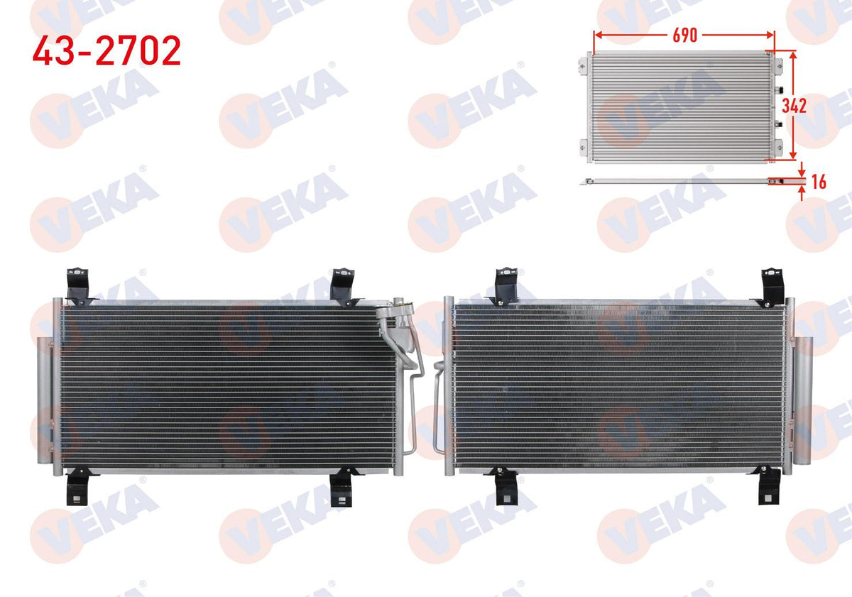 Veka 43-2702 A/C Condenser Mazda 6 (Gh) 2.0 Mzr 2007-2012 — Condensers & Evaporators