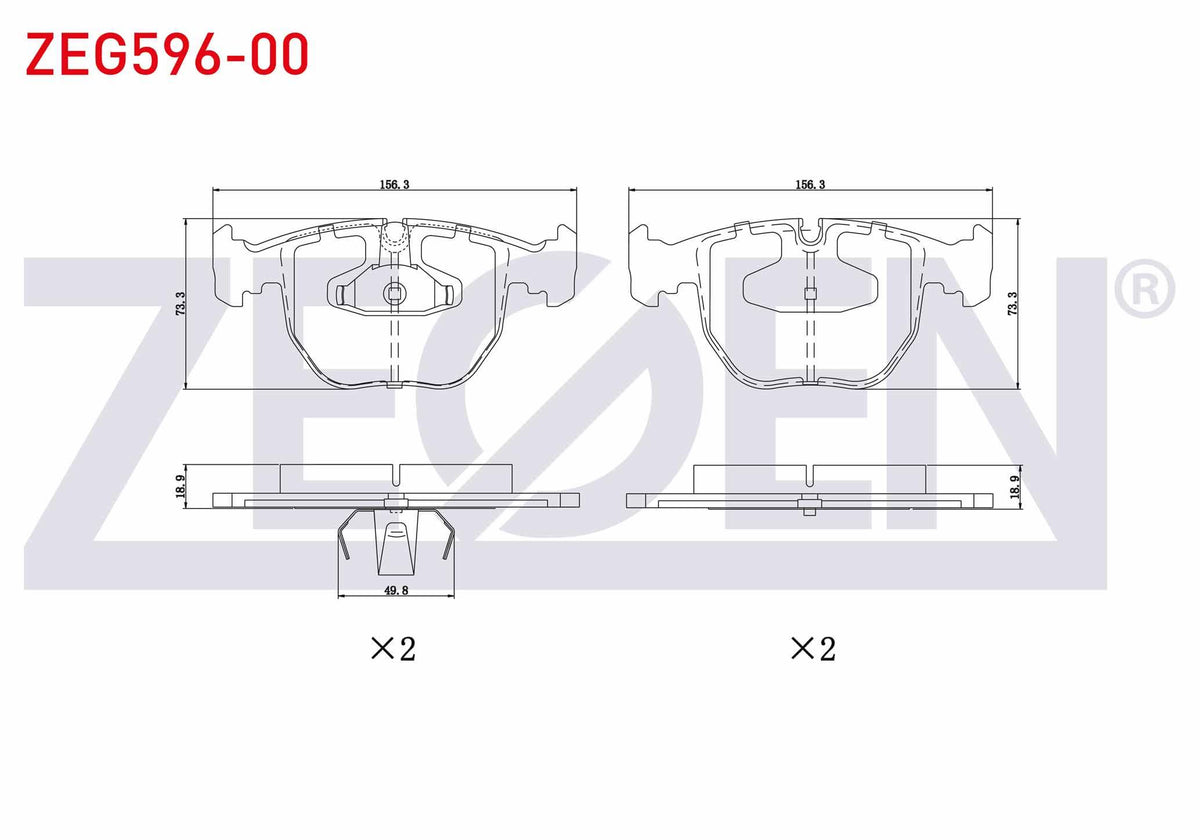 Zegen ZEG596-00 Brake Pad Front BMW X5 (E53) 3.0 D 2000-2007 / (E53) 3.5 Xd 2000-2007 / X5 (E53) 4.4 2000-2007 / — Brake Pads