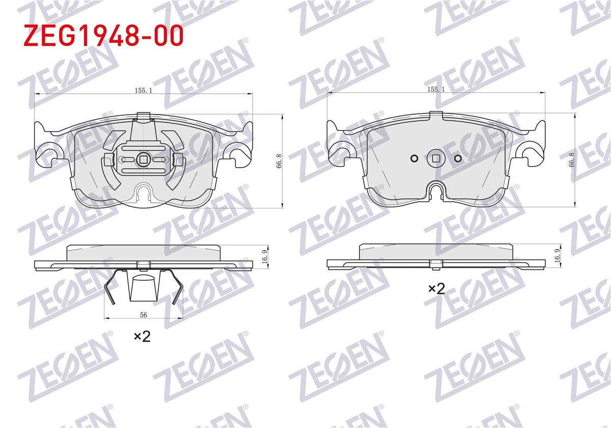 Zegen ZEG1948-00 Brake Pad Front Volkswagen Golf VIII-Caddy V 2020-/ Audi A3 2020-/ Cupra Formentor — Brake Pads