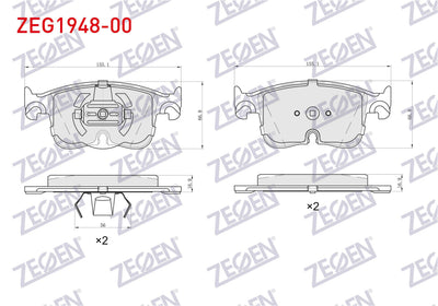 Zegen ZEG1948-00 Brake Pad Front Volkswagen Golf VIII-Caddy V 2020-/ Audi A3 2020-/ Cupra Formentor — Brake Pads