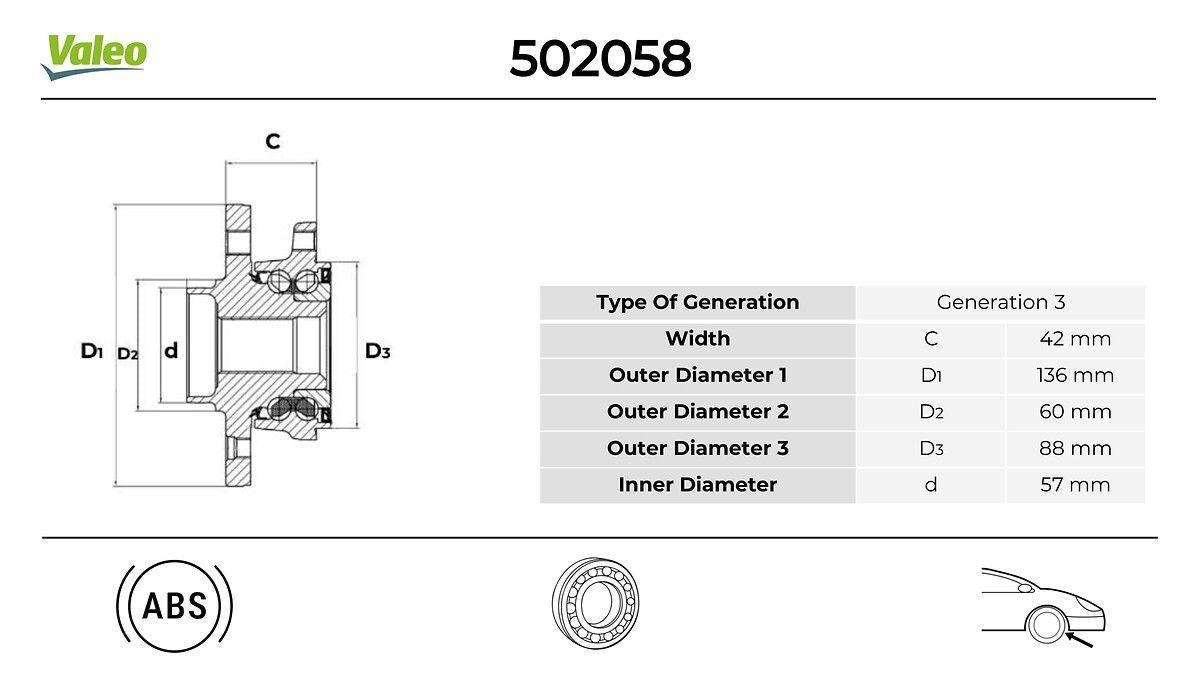 Valeo 502058 Wheel Hub Front with Bearing Astra K — Hub Assemblies