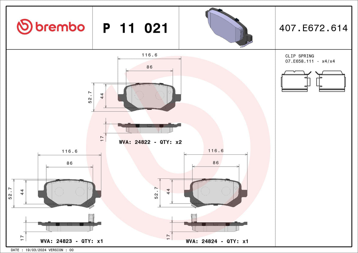 Brembo P11021 Brake Pad Rear Low-Met VW — Brake Pads