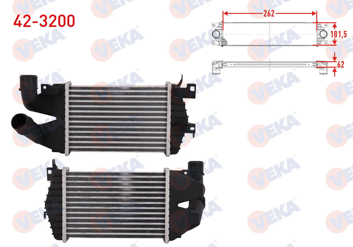 Veka 42-3200 Turbo Radiator (Intercooler) Opel Astra H 1.3 CDTi 2004-2010 — Radiators & Fans