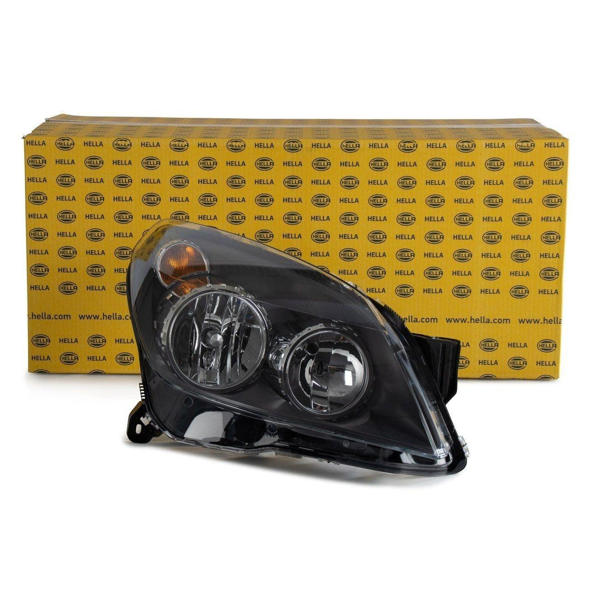 HELLA Right Headlight for Opel Astra H - Passenger Side, Black Interior — Headlights