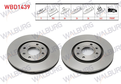 WALBURG WBD1439 Brake Disc Front Air 4 Bjn 283X26x66x26 Peugeot 406 2.0i-3.0 1995-2004 / Citroen Xanti — Brake Rotors & Drums