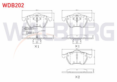 WALBURG WDB202 Brake Pad Front with Connector Volkswagen Golf IV 1.9 TDI 1997-2005 / 1.8 T 1997-2005 / Bora 1.8 — Brake Pads