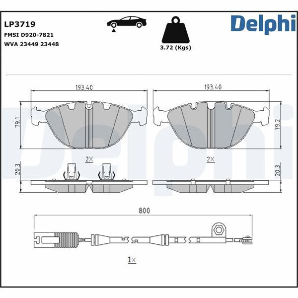 Delphi LP3719 Brake Pad Front BMW X5 E53 00 > 06 — Brake Pads
