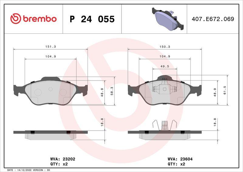Brembo P24055 Front Brake Pad Ford Fiesta IV/V 95-08 Fusion 02-12 Ka 1.6 Mazda 121 III Yaris/Mazda 2 06