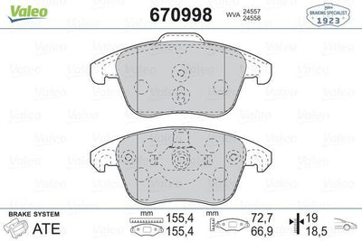 Valeo 670998 Brake Pad Front Citroen C4 Picasso C4 II DS4 DS5 2.0 HDi — Brake Pads