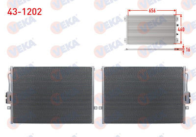 Veka 43-1202 A/C Condenser Jeep Grand Cherokee II (Wj, Wg) 2.7 CRDi 4X4 1998-2005