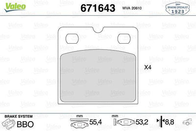 Valeo 671643 Brake Pad Rear Audi R8 Quattro 5.2 FSI 10-15 — Brake Pads
