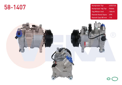 Veka 58-1407 A/C Compressor 6Pk 110mm BMW 3 Series (F30) 320 D-320 D xDrive-320 i-328 i-2011-/4 Series (F32) 428 i-428 i xDri