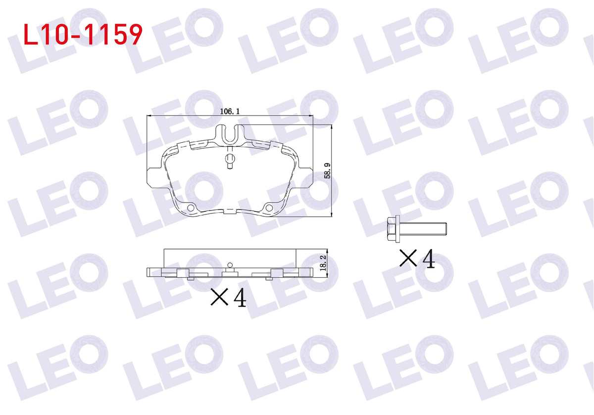 LEO L10-1159 Brake Pad Rear Mercedes A Series (W169) A 170 CDI 2004-2012 / A 200 2004-2012 / A 160 CDI 2004-2012 — Brake Pads