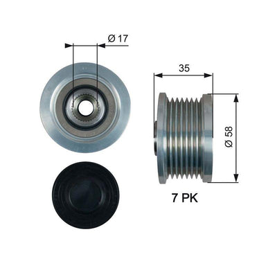 Gates OAP7183 Alternator Pulley 06-Avensis-Auris-Corolla-Rav4-Land Cruiser 2.0-2.2-2.5-3.0D D-4D