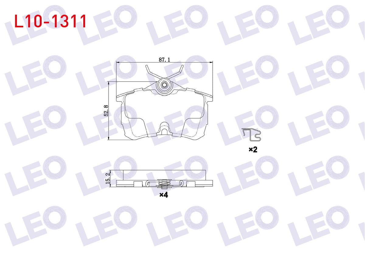 LEO L10-1311 Brake Pad Rear Honda Accord VII (Cl) 1.6i 16V 2003-2008 / Accord VII (Cl) 2.0 16V 2003-2008 — Brake Pads