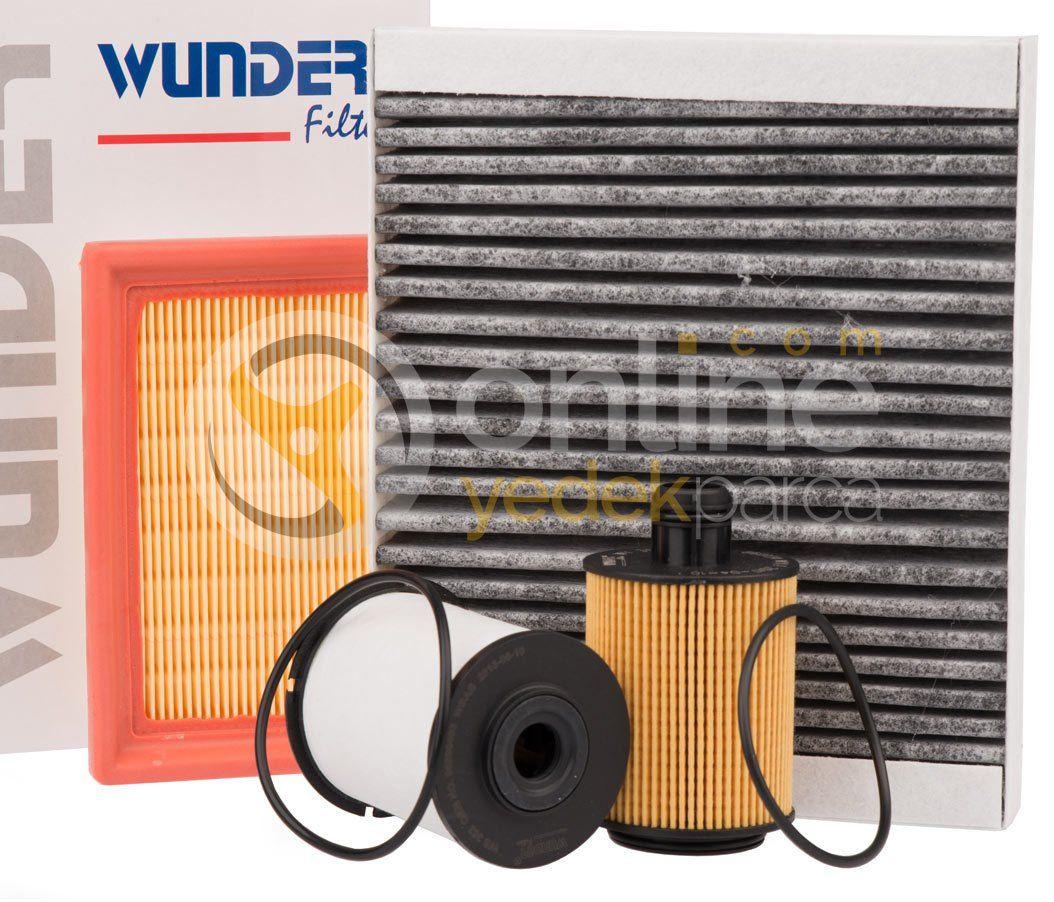 Wunder Chevrolet New Aveo 1.3 Diesel Service Filter Set (with Carbon Pollen) — Maintenance & Service Kits