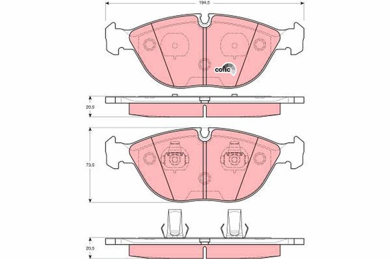 TRW GDB1285 Brake Pad Front Audi A4 / Q 01-Tt 3,2 Vr6 / Q 03-A8 2.5 TDI / Mercedes W202 97-00 W210 97-02 W22 — Brake Pads