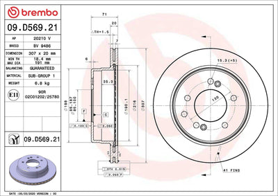 Brembo 09.D569.21 Brake Disc Rear UV Coated Ssangyong — Brake Rotors & Drums