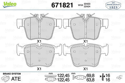 Valeo 671821 Brake Pad Rear Mercedes Benz C Series W205 W253 4 Matic — Brake Pads