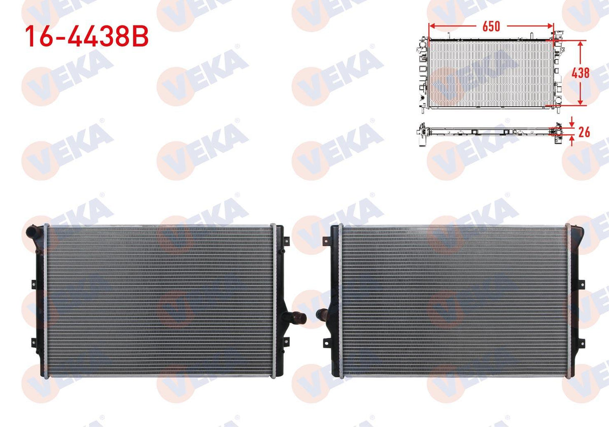 Veka 16-4438B Su Radiator Brazing Volkswagen Caddy III (2Kb, 2Kj and 2 more models — Radiators & Fans