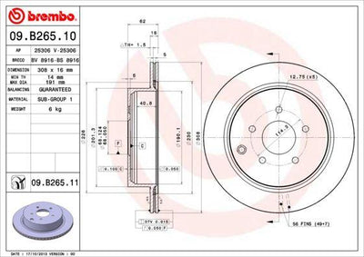 Brembo 09.B265.11 Brake Disc Rear UV Coated Nissan — Brake Rotors & Drums