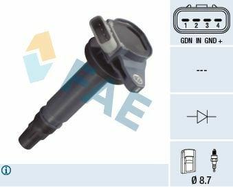 FAE 80366 Ignition Coil - Compatible with Terios 1.3 K3, Sirion 1.3 K3, and Materia 1.5 — Coils & Plugs