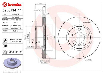 Brembo 09.C114.11 Brake Disc Front Air Grooved Coated BMW F20/F30/F31/F32/F34/F36 11-20 — Brake Rotors & Drums