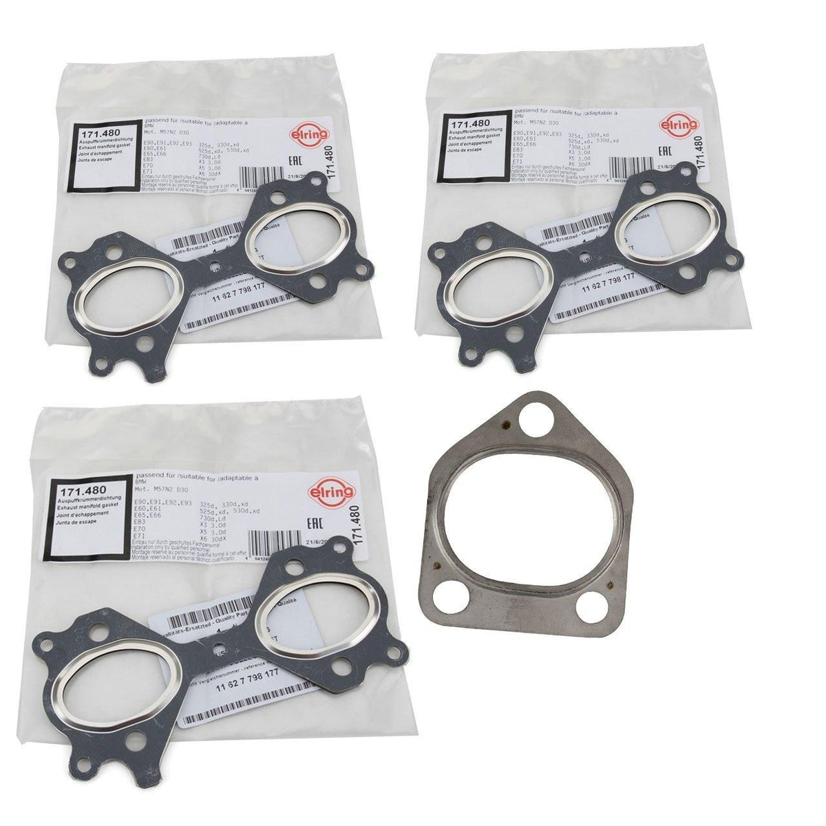 Elring BMW E60 Exhaust Manifold Gasket Set - Fits M57 Engine — Gaskets & Seals