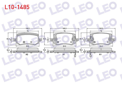 LEO L10-1485 Brake Pad Rear with Wear Indicator Hyundai Tucson IV 2020-/ Kia Sportage V 2020 — Brake Pads