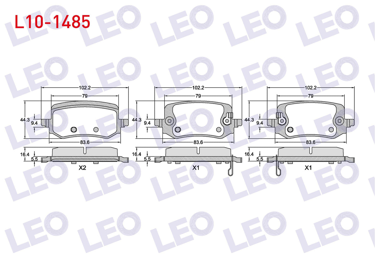 LEO L10-1485 Brake Pad Rear with Wear Indicator Hyundai Tucson IV 2020-/ Kia Sportage V 2020 — Brake Pads