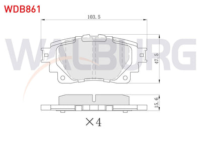 WALBURG WDB861 Brake Pad Rear Toyota Corolla 2019-/ Rav 4 V 2018-/ Yaris Cross 2020 — Brake Pads