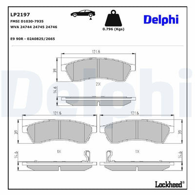 Delphi LP2197 Brake Pad Chevrolet Epica 07 > Rear — Brake Pads
