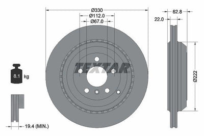 Textar 92150903 Brake Disc Rear W164-W251 Bm 06-09 — Brake Rotors & Drums