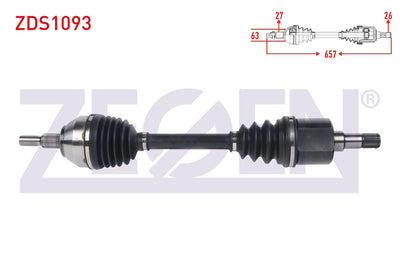 Zegen ZDS1093 Complete Axle Left Front Length 657mm Ford Kuga I 2.0 TDCi A-T / M-T 4X4 2008-2013 — Axles, CV Joints & Boots