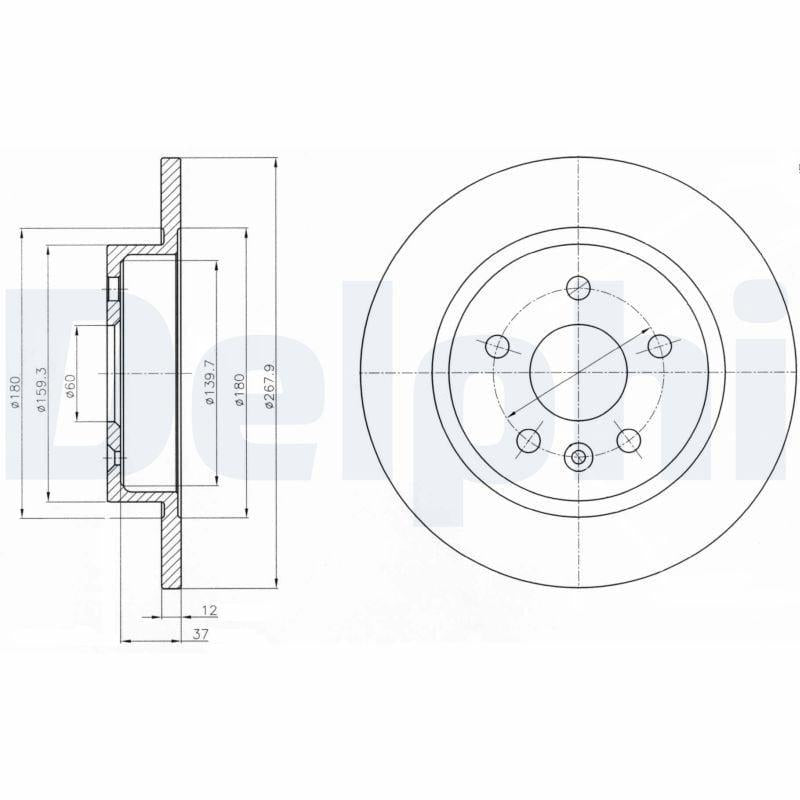 Delphi BG4199C - Rear Brake Disc for Astra J, Cruze and 2 more models — Brake Rotors & Drums