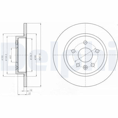 Delphi BG4199C - Rear Brake Disc for Astra J, Cruze and 2 more models — Brake Rotors & Drums