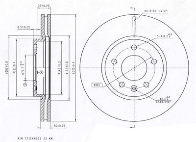 MGA 50529 Brake Disc Front Air Grooved 300-5 (Opel Astra J CDTi 09 -) 16 Rim — Brake Rotors & Drums