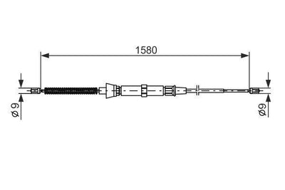 Bosch 1987477806 Handbrake Cable Rear Durable Parking Brake Cable 62.2 in — Brake Cables & Hardware