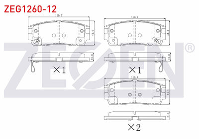Zegen ZEG1260-12 Brake Pad Rear with Wear Indicator Chevrolet Captiva (C100) 2.0 D 2006-2012 /Captiva (C140) 2.0 — Brake Pads