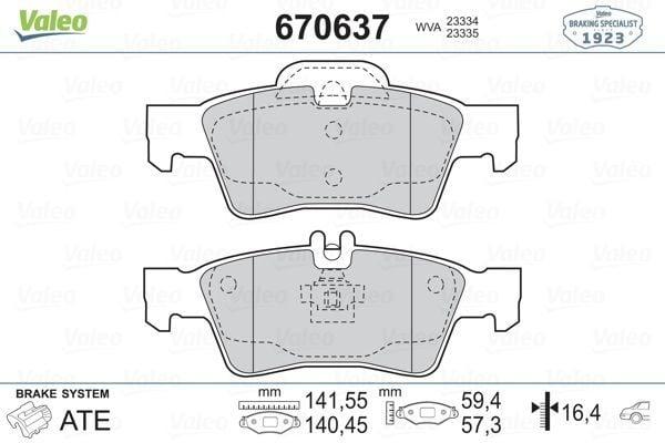 VALEO 670637 Rear Brake Pad Set - Compatible with 03-W211 E200-220-240 CDI — Brake Pads