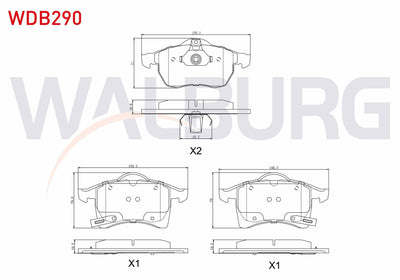 WALBURG WDB290 Brake Pad Front with Wear Indicator Opel Zafira A 1.6 16V 1999-2005 / Zafira A 1.8 16V 1999-2005 — Brake Pads