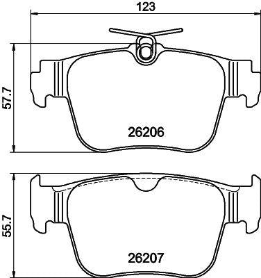 Hella Pagid 8DB 355 040-851 Rear Brake Pad 310x22 Audi A3/Seat Leon/Skoda Octavia/Golf 20> — Brake Pads