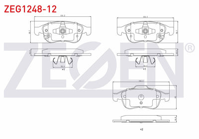 Zegen ZEG1248-12 Brake Pad Front with Wear Indicator Fiat 500X 1.3 Mjt-1.4-1.6 Mjt 2014-/ Jeep Renegade (Bu) 1.4 — Brake Pads